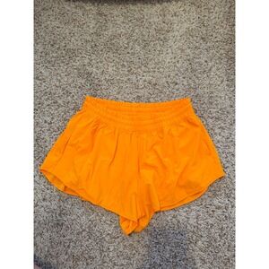 OFFLINE by Aerie Neon Orange Low Rise Smocked Running Shorts Size Large